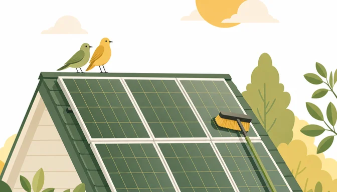 Vogelkot auf der Solaranlage entfernen